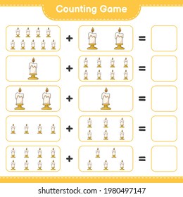 Counting game, count the number of Candle and write the result. Educational children game, printable worksheet, vector illustration