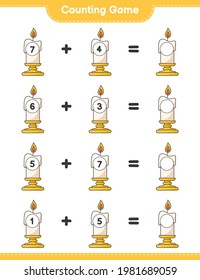 Counting game, count the number of Candle and write the result. Educational children game, printable worksheet, vector illustration