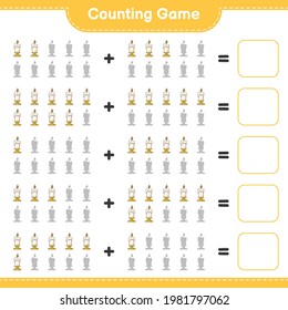 Counting game, count the number of Candle and write the result. Educational children game, printable worksheet, vector illustration