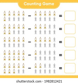Counting game, count the number of Candle and write the result. Educational children game, printable worksheet, vector illustration