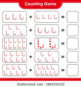 Counting game, count the number of Candy Canes and write the result. Educational children game, printable worksheet, vector illustration