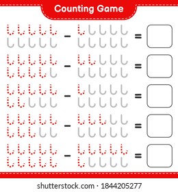 Counting game, count the number of Candy Canes and write the result. Educational children game, printable worksheet, vector illustration