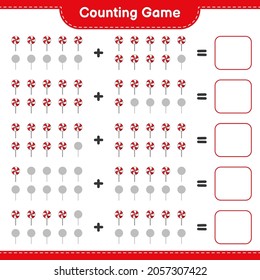 Counting game, count the number of Candy and write the result. Educational children game, printable worksheet, vector illustration