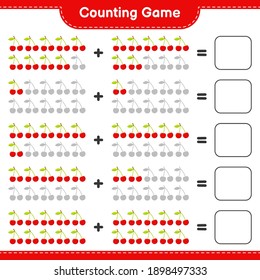 Counting game, count the number of Cherry and write the result. Educational children game, printable worksheet, vector illustration