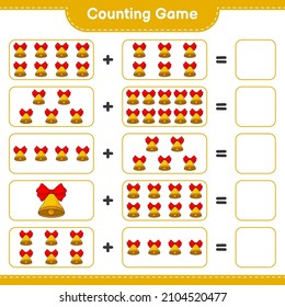 Counting game, count the number of Christmas Bell and write the result. Educational children game, printable worksheet, vector illustration