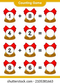Counting game, count the number of Christmas Bell and write the result. Educational children game, printable worksheet, vector illustration