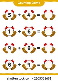 Counting game, count the number of Christmas Bell and write the result. Educational children game, printable worksheet, vector illustration