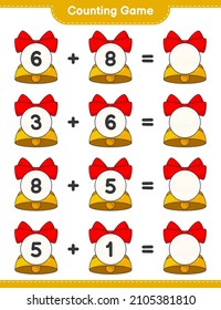 Counting game, count the number of Christmas Bell and write the result. Educational children game, printable worksheet, vector illustration