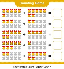 Counting game, count the number of Christmas Bell and write the result. Educational children game, printable worksheet, vector illustration