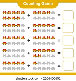 Counting game, count the number of Christmas Bell and write the result. Educational children game, printable worksheet, vector illustration