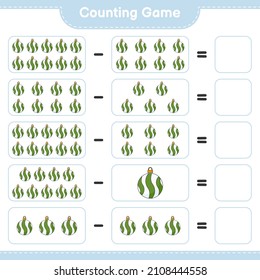 Counting game, count the number of Christmas Ball and write the result. Educational children game, printable worksheet, vector illustration