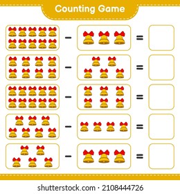 Counting game, count the number of Christmas Bell and write the result. Educational children game, printable worksheet, vector illustration