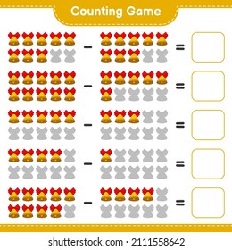 Counting game, count the number of Christmas Bell and write the result. Educational children game, printable worksheet, vector illustration