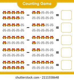 Counting game, count the number of Christmas Bell and write the result. Educational children game, printable worksheet, vector illustration