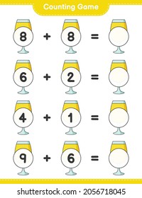 Counting game, count the number of Cocktail and write the result. Educational children game, printable worksheet, vector illustration