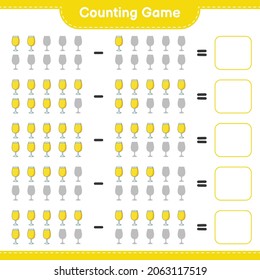 Counting game, count the number of Cocktail and write the result. Educational children game, printable worksheet, vector illustration