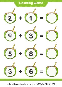 Counting game, count the number of Coconut and write the result. Educational children game, printable worksheet, vector illustration