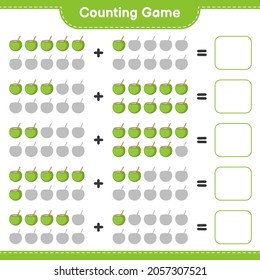 Counting game, count the number of Coconut and write the result. Educational children game, printable worksheet, vector illustration