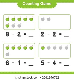 Counting game, count the number of Coconut and write the result. Educational children game, printable worksheet, vector illustration