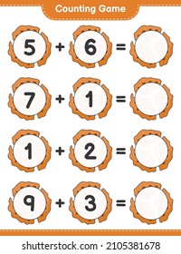 Counting game, count the number of Cookie and write the result. Educational children game, printable worksheet, vector illustration