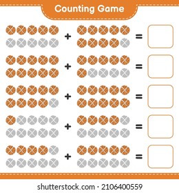 Counting game, count the number of Cookie and write the result. Educational children game, printable worksheet, vector illustration