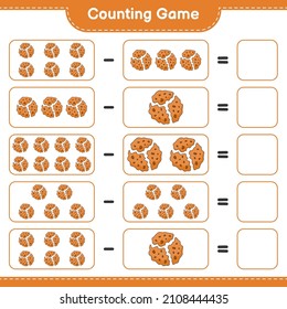 Counting game, count the number of Cookie and write the result. Educational children game, printable worksheet, vector illustration