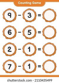 Counting game, count the number of Cookie and write the result. Educational children game, printable worksheet, vector illustration