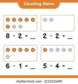 Counting game, count the number of Cookie and write the result. Educational children game, printable worksheet, vector illustration
