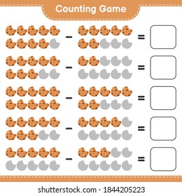 Counting game, count the number of Cookies and write the result. Educational children game, printable worksheet, vector illustration