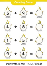 Counting game, count the number of Coral and write the result. Educational children game, printable worksheet, vector illustration
