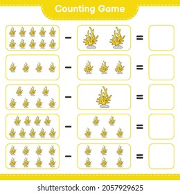 Counting game, count the number of Coral and write the result. Educational children game, printable worksheet, vector illustration