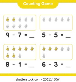 Counting game, count the number of Coral and write the result. Educational children game, printable worksheet, vector illustration