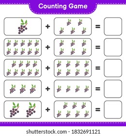 Counting game, count the number of Elderberry and write the result. Educational children game, printable worksheet, vector illustration