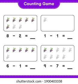 Counting game, count the number of Elderberry and write the result. Educational children game, printable worksheet, vector illustration