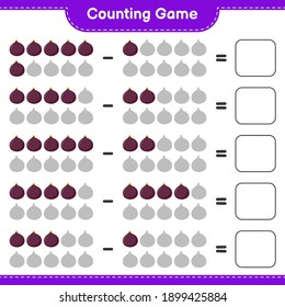 Counting game, count the number of Fig and write the result. Educational children game, printable worksheet, vector illustration