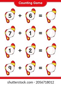 Counting game, count the number of Flip Flop and write the result. Educational children game, printable worksheet, vector illustration
