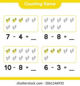 Counting game, count the number of Flip Flop and write the result. Educational children game, printable worksheet, vector illustration