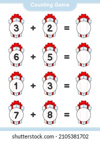 Counting game, count the number of Gift Box and write the result. Educational children game, printable worksheet, vector illustration