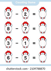 Counting game, count the number of Gift Box and write the result. Educational children game, printable worksheet, vector illustration