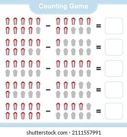Counting game, count the number of Gift Box and write the result. Educational children game, printable worksheet, vector illustration