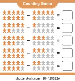 Counting game, count the number of Gingerbread Man and write the result. Educational children game, printable worksheet, vector illustration