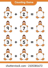 Counting game, count the number of Gingerbread Man and write the result. Educational children game, printable worksheet, vector illustration