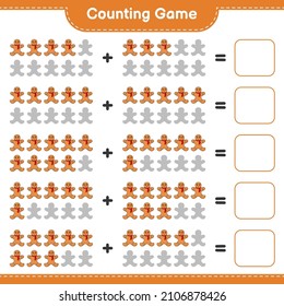Counting game, count the number of Gingerbread Man and write the result. Educational children game, printable worksheet, vector illustration