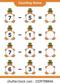 Counting game, count the number of Gingerbread Man and write the result. Educational children game, printable worksheet, vector illustration