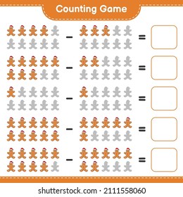 Counting game, count the number of Gingerbread Man and write the result. Educational children game, printable worksheet, vector illustration