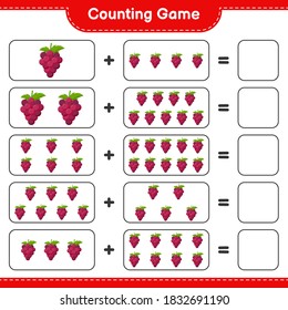 Counting game, count the number of Grape and write the result. Educational children game, printable worksheet, vector illustration