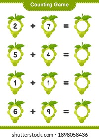 Counting game, count the number of Grape and write the result. Educational children game, printable worksheet, vector illustration