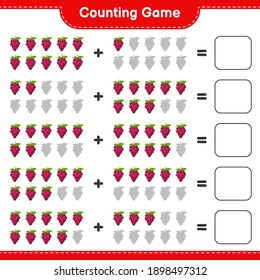 Counting game, count the number of Grape and write the result. Educational children game, printable worksheet, vector illustration