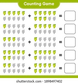 Counting game, count the number of Grape and write the result. Educational children game, printable worksheet, vector illustration