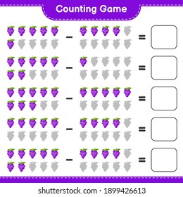 Counting game, count the number of Grape and write the result. Educational children game, printable worksheet, vector illustration